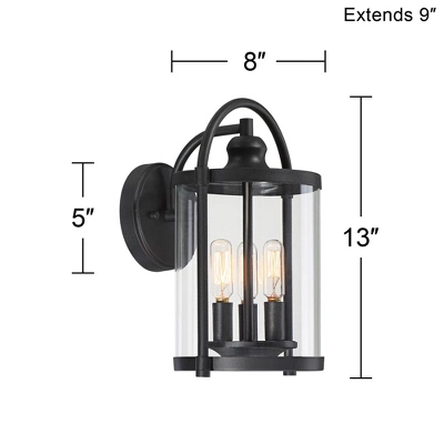 John Timberland Avani Modern Outdoor Wall Light Fixture Black Lantern 13" Clear Cylinder Glass For Post Exterior Barn Deck House Porch Yard Patio Home 5 John Timberland Avani Modern Outdoor Wall Light Fixture Black Lantern 13" Clear Cylinder Glass For Post Exterior Barn Deck House Porch Yard Patio Home - Image 5