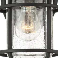 John Timberland Markham Modern Nautical Outdoor Wall Light Fixtures Set Of 2 Textured Black 10 1/2" Clear Seedy Glass For Post Exterior Barn Deck Home -John Timberland GUEST d435bd12 1458 4c84 aa6c 7435a5e772db