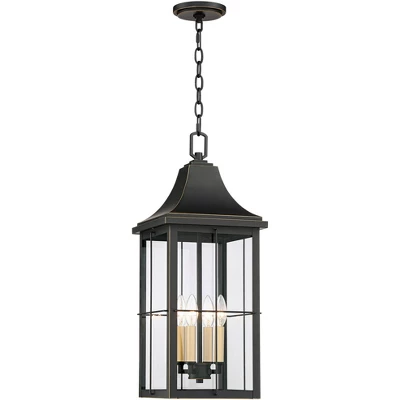 John Timberland Sunderland Vintage Outdoor Hanging Light Black Gold 24 3/4" Clear Glass Panels For Post Exterior Barn Deck House Porch Yard Patio Home 5 John Timberland Sunderland Vintage Outdoor Hanging Light Black Gold 24 3/4" Clear Glass Panels For Post Exterior Barn Deck House Porch Yard Patio Home - Image 5
