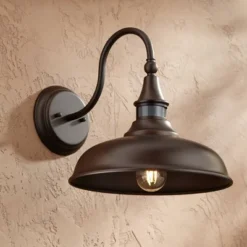 John Timberland Gough Rustic Farmhouse Outdoor Barn Light Fixtures Set Of 2 Bronze Dusk To Dawn Motion Sensor Dark Sky 12 1/2" For Post Exterior Deck -John Timberland GUEST d5b43a54 e021 4374 9b02 a772df0e1858