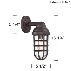 John Timberland Marlowe Industrial Outdoor Wall Light Fixtures Set Of 2 Bronze Metal Cage 13 1/4" Clear Glass For Post Exterior Barn Deck House Porch -John Timberland GUEST d7d735c2 fc61 4f17 8742 73015409f4de