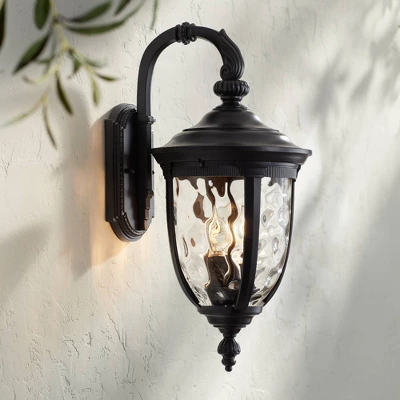 John Timberland Bellagio Vintage Rustic Outdoor Wall Light Fixture Textured Black Downbridge 20 1/2" Clear Hammered Glass For Post Exterior Barn Deck 1 John Timberland Bellagio Vintage Rustic Outdoor Wall Light Fixture Textured Black Downbridge 20 1/2" Clear Hammered Glass For Post Exterior Barn Deck