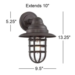 John Timberland Marlowe Industrial Outdoor Wall Light Fixture Galvanized Hooded Cage 13 1/4" Clear Glass For Post Exterior Barn Deck House Porch Yard -John Timberland GUEST daf0da8a cd08 4e4e bf86 ce6307ded1ef