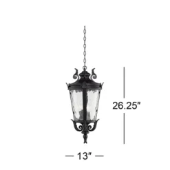 John Timberland Casa Marseille Rustic Outdoor Hanging Light Black Scroll 26 1/4" Clear Water Glass Damp Rated For Post Exterior Barn Deck House Porch -John Timberland GUEST dbbdd023 067d 4855 870d 27098a7fd334