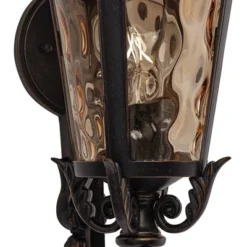 John Timberland Casa Marseille Vintage Rustic Outdoor Wall Light Fixture Veranda Bronze 19" Champagne Hammered Glass For Post Exterior Barn Deck House -John Timberland GUEST dc5cc432 16b1 4ef7 99a4 1ad44c28bd2b