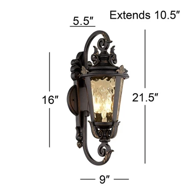 John Timberland Casa Marseille Vintage Rustic Outdoor Wall Light Fixture Bronze Scroll 21 1/2" Hammered Glass For Post Exterior Barn Deck House Porch 4 John Timberland Casa Marseille Vintage Rustic Outdoor Wall Light Fixture Bronze Scroll 21 1/2" Hammered Glass For Post Exterior Barn Deck House Porch - Image 4