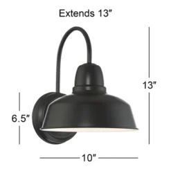 John Timberland Urban Barn Rustic Industrial Farmhouse Outdoor Wall Light Fixtures Set Of 2 Black Metal Gooseneck Arms Downlight 13" Post -John Timberland GUEST dd9bb8b5 7366 4c62 a4ed 57baa531cddb