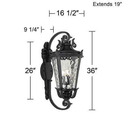 John Timberland Casa Marseille Vintage Rustic Outdoor Wall Light Fixture Textured Black 36" Clear Hammered Glass For Post Exterior Barn Deck House 7 John Timberland Casa Marseille Vintage Rustic Outdoor Wall Light Fixture Textured Black 36" Clear Hammered Glass For Post Exterior Barn Deck House - Image 7