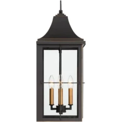 John Timberland Sunderland Rustic Mission Outdoor Wall Light Fixture Black Gold 24 3/4" Clear Glass For Post Exterior Barn Deck House Porch Yard Patio -John Timberland GUEST df712c64 c98e 4fa1 8dbc c030b9b8b980