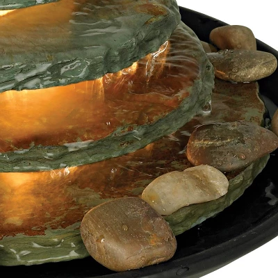 John Timberland Pyramid Rustic Zen 4 Tier Pyramid Indoor Tabletop Water Fountain With Light 10" For Table Office Desk Bedroom Living Room Relaxation 3 John Timberland Pyramid Rustic Zen 4 Tier Pyramid Indoor Tabletop Water Fountain With Light 10" For Table Office Desk Bedroom Living Room Relaxation - Image 3