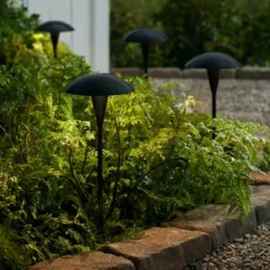 John Timberland Large Mushroom 18" High Black Low Voltage LED Path Light -John Timberland GUEST dfbaf188 b57d 4bca a86b cbf76ed2b13f