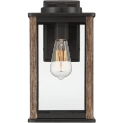 John Timberland Wordsworth Field Rustic Farmhouse Outdoor Wall Light Fixture Dark Bronze Wood Grain 14 1/4" Clear Glass Panels For Post Exterior Deck -John Timberland GUEST e4205122 d5a1 49c4 8d3d de86df05685c