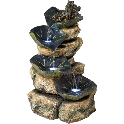 John Timberland Frog And Four Lily Pad Rustic Cascading Outdoor Floor Water Fountain With LED Light 21" For Yard Garden Patio Home Deck Porch Exterior 3 John Timberland Frog And Four Lily Pad Rustic Cascading Outdoor Floor Water Fountain With LED Light 21" For Yard Garden Patio Home Deck Porch Exterior - Image 3