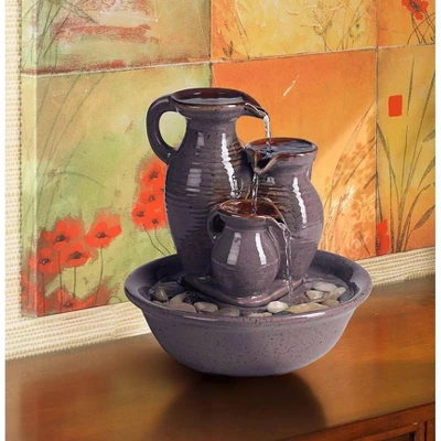 John Timberland Triple Jug Rustic Zen Cascading Indoor Tabletop Water Fountain 9" For Table Office Desk Home Bedroom House Living Room Relaxation 5 John Timberland Triple Jug Rustic Zen Cascading Indoor Tabletop Water Fountain 9" For Table Office Desk Home Bedroom House Living Room Relaxation - Image 5