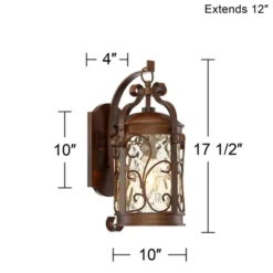 John Timberland Conway Vintage Rustic Outdoor Wall Light Fixture Oil Rubbed Bronze Scroll 17 1/2" Amber Hammered Glass For Post Exterior Barn Deck -John Timberland GUEST e7f76c44 6eb2 4989 a42f 1b4623d290bb