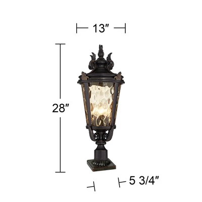 John Timberland Casa Marseille Vintage Outdoor Post Light Veranda Bronze With Pier Adaptor 28" Champagne Glass For Exterior Barn Deck House Porch Yard 5 John Timberland Casa Marseille Vintage Outdoor Post Light Veranda Bronze With Pier Adaptor 28" Champagne Glass For Exterior Barn Deck House Porch Yard - Image 5