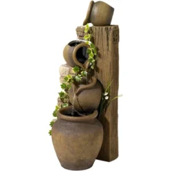 John Timberland Cascading Rustic Three Jugs Outdoor Floor Water Fountain 33" For Yard Garden Patio Home Deck Porch House Exterior Balcony Roof -John Timberland GUEST f25b2437 1d04 4e67 9e2d ebfe23ee20e9