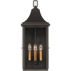 John Timberland Sunderland Rustic Mission Outdoor Wall Light Fixture Black Gold 24 3/4" Clear Glass For Post Exterior Barn Deck House Porch Yard Patio -John Timberland GUEST f281d494 14ea 4590 a0ea e479d7e43edb