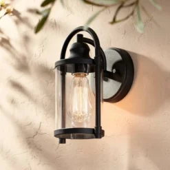 John Timberland Rustic Farmhouse Outdoor Wall Light Fixtures Set Of 2 Black 10 1/4" Clear Glass For Exterior Barn Deck House Porch Yard Patio Outside -John Timberland GUEST f42dcf23 3042 439b b220 24193569cac9