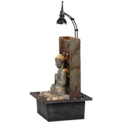 John Timberland Namaste Buddha Zen Waterfall Indoor Tabletop Water Fountain With LED Light 11 1/2" For Table Office Desk Home Bedroom Meditation -John Timberland GUEST f608a2d6 7f76 4187 a31d d8e41ef7438e