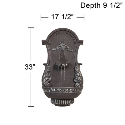 John Timberland Tivoli Grey Ornate Rustic Outdoor 2 Tier Outdoor Wall Water Fountain 33" For Yard Backyard Garden Patio Home Deck Porch House Exterior 8 John Timberland Tivoli Grey Ornate Rustic Outdoor 2 Tier Outdoor Wall Water Fountain 33" For Yard Backyard Garden Patio Home Deck Porch House Exterior - Image 8