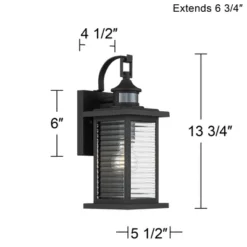 John Timberland Cameron Mission Outdoor Wall Light Fixture Textured Black Motion Sensor Dusk To Dawn 13 3/4" Clear Stripped Glass For Post Exterior -John Timberland GUEST f902bb2f aab2 4c0f 936b 579d4e5a0188
