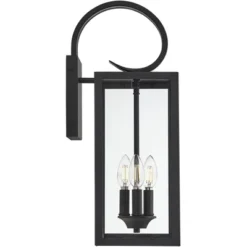 John Timberland Mira Modern Outdoor Wall Light Fixture Flat Black 21 1/2" Clear Glass For Post Exterior Barn Deck House Porch Yard Posts Patio Home -John Timberland GUEST f9e699cd 42ec 4b44 a58f 9b9bd30e3e3c