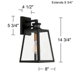 John Timberland Arrington Modern Outdoor Wall Light Fixtures Set Of 2 Black Motion Sensor 14 3/4" Clear Glass For Post Exterior Barn Deck House Porch -John Timberland GUEST fa863eb7 3c41 42b7 a0f9 242e664cc560