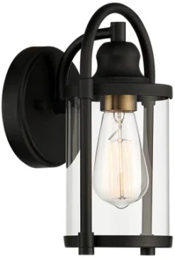 John Timberland Avani Modern Outdoor Wall Light Fixtures Set Of 2 Black Metal 10 1/4" Clear Glass For Post Exterior Barn Deck House Porch Yard Patio -John Timberland GUEST fc56f346 b151 4525 bae2 7c65fd297510