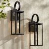 John Timberland Modern Outdoor Wall Light Fixtures Set Of 2 Deep Black 21" Clear Glass For Post Exterior Barn Deck House Porch