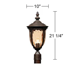 John Timberland Bellagio Rustic Outdoor Post Light Veranda Bronze 21" Hammered Glass For Exterior Barn Deck Post Light House Porch Yard Patio Home -John Timberland GUEST fe293024 50a7 442a aad6 bfa4272ba0a4