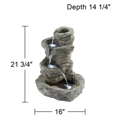 John Timberland Zen Outdoor Floor Water Fountain With Light LED 22" High 4 Tiered Cascading Rock For Yard Garden Patio Deck Home 5 John Timberland Zen Outdoor Floor Water Fountain With Light LED 22" High 4 Tiered Cascading Rock For Yard Garden Patio Deck Home - Image 5