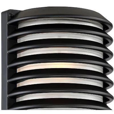 John Timberland Modern Outdoor Wall Light Fixtures Set Of 2 Black Grid 10" Frosted Glass For Post Exterior Barn Deck House Porch Yard Posts Patio Home 2 John Timberland Modern Outdoor Wall Light Fixtures Set Of 2 Black Grid 10" Frosted Glass For Post Exterior Barn Deck House Porch Yard Posts Patio Home - Image 2